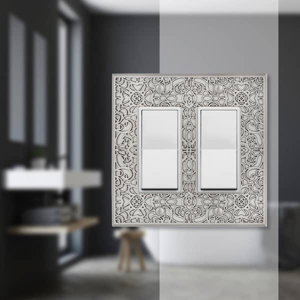 Momfort 2 Gang Rocker Metal Wall Plate - Satin Nickel