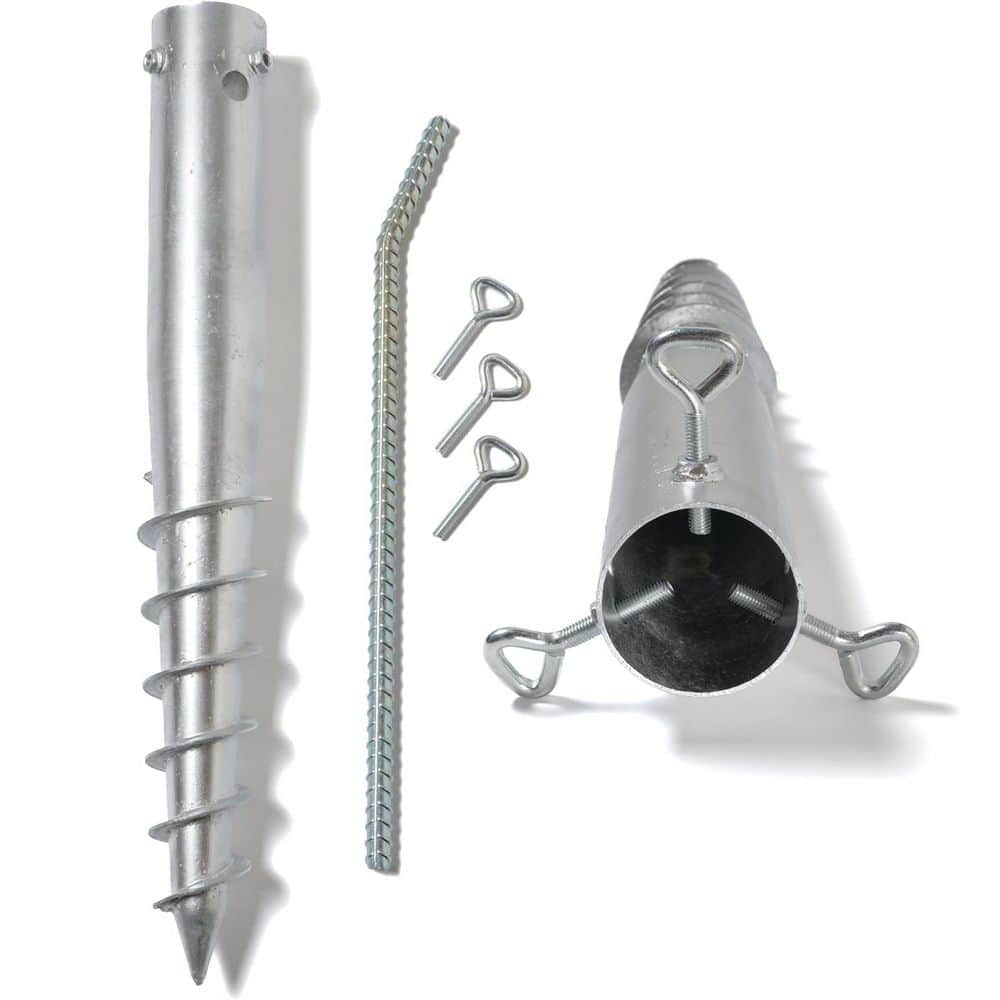 22 in. Premium No Dig Screw in DIY Ground Anchor Fence Post Stake Flag Pole Base Round Poles Fits up to 2-3/8 in. price history on PriceWatchPro