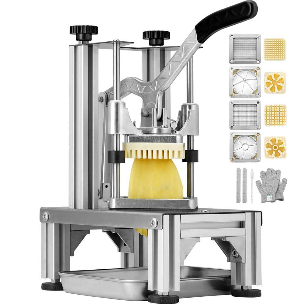 Commercial French Fry Cutter with 4 Replacement Blades, 1/4 in. & 3/8 in. Easy Dicer Chopper, 6-Wedge Slicer & Cutter