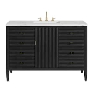 Myrrin 48.0 in. W x 23.5 in. D x 34.06 in. H Single Bathroom Vanity Carbon Oak and Ethereal Noctis Quartz Top