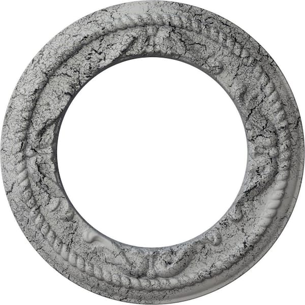 Ekena Millwork 7/8 in. x 12-1/4 in. x 12-1/4 in. Polyurethane Roped Medway Ceiling Medallion, Ultra Pure White Crackle
