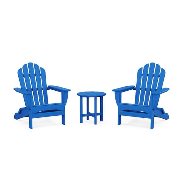 Trex Outdoor Furniture Monterey Bay 3-Piece Plastic Patio Conversation Set in Pacific Blue Folding Adirondack