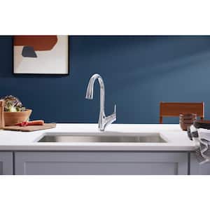 Rival Single Handle 2-Spray Patterns Pull-down kitchen sink faucet in Polished Chrome