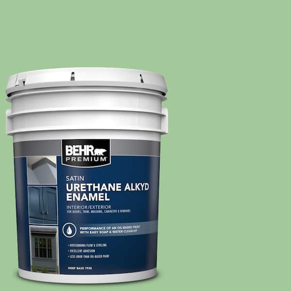 BEHR PREMIUM 5 gal. #M390-4 Gingko Urethane Alkyd Satin Enamel Interior/Exterior Paint