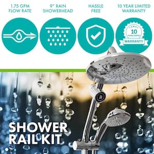 ShowerRail 5-Spray with 1.75 GPM 8.8 in. Wall Mount Combination Fixed and Handheld Shower Heads in Chrome, 1-Pack