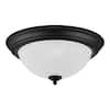 Photo 1 of 12.75 in. 2-Light Black Flush Mount Ceiling Light Fixture with Frosted Glass Shade



