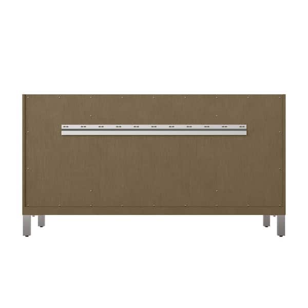 Chicago 60.0 in. W x 23.5 in. D x 33.76 in. H Double Bath Vanity in Walnut Whisper with White Zeus Silestone Quartz Top