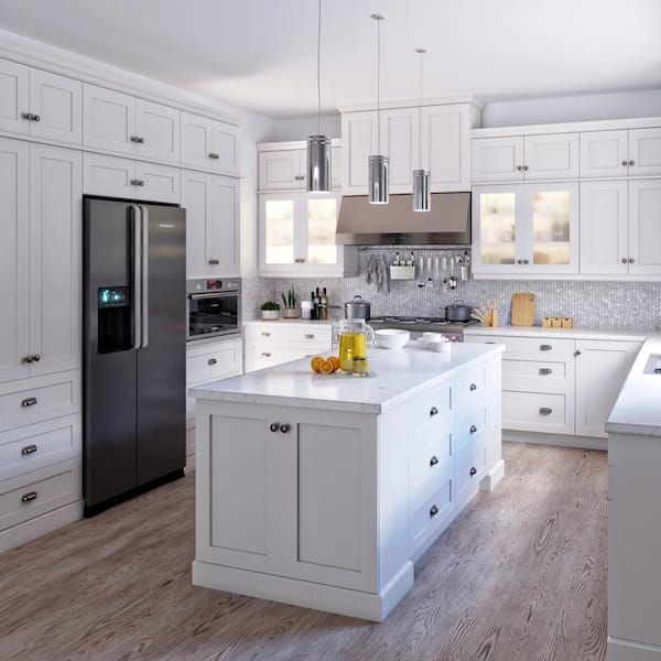 J Collection Wallace Painted Warm White, White Kitchen Cabinets With Grey Glazed Windows
