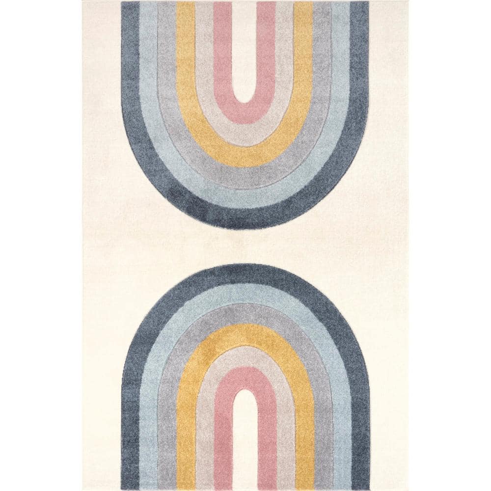 nuLOOM Jerri Beige 8 ft. x 10 ft. Rainbow Print Area Rug