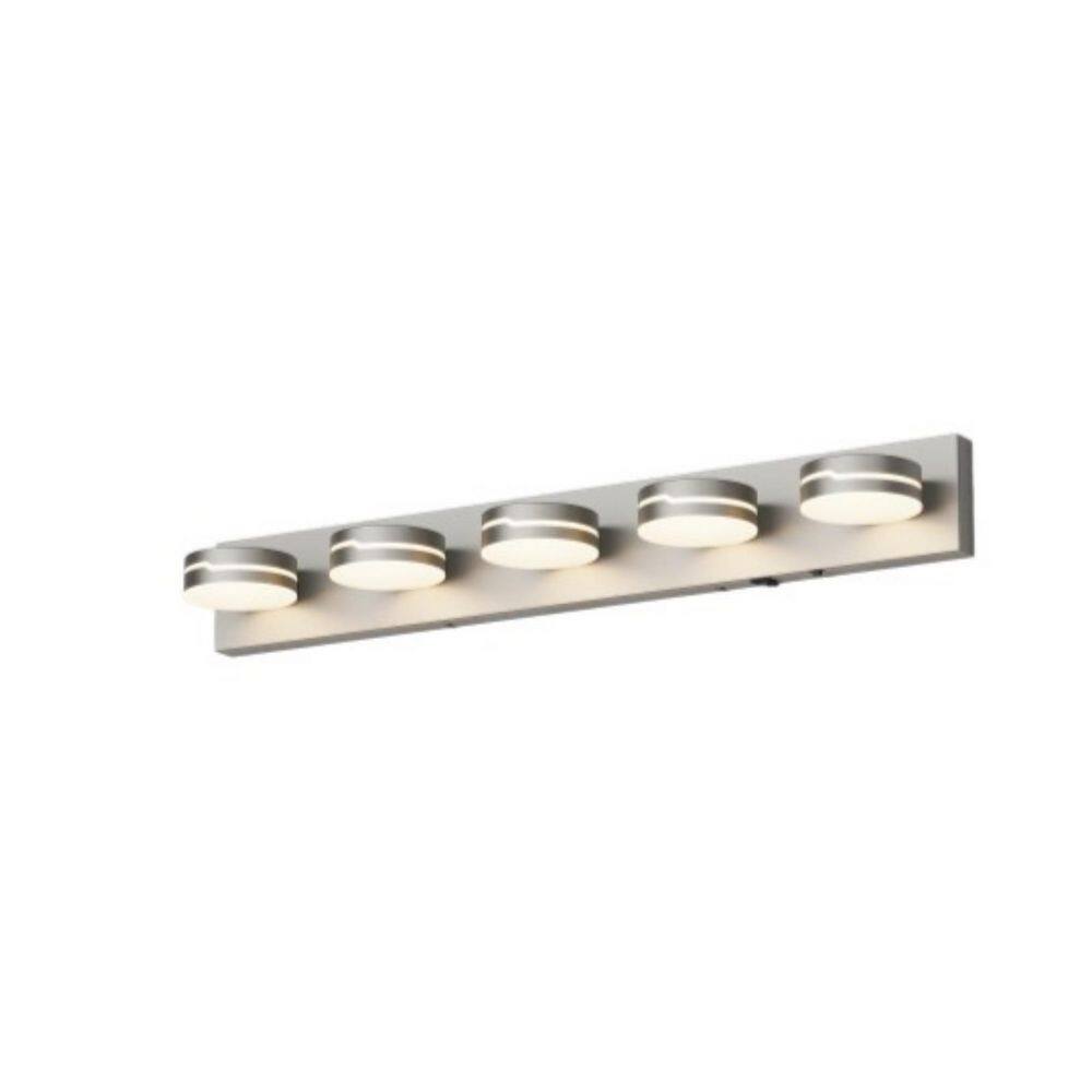 32.3 in. 4-Light Nickel Dimmable LED Motion Sensor Vanity Light with 3-CCT Adjustable Switch and Acrylic Lampshade price history on PriceWatchPro
