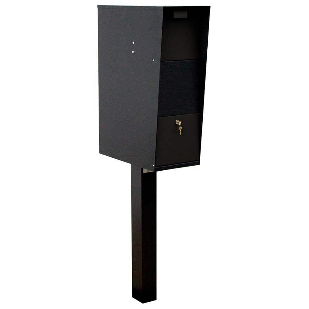 Vacation Black Post Mounted Locking Mailbox