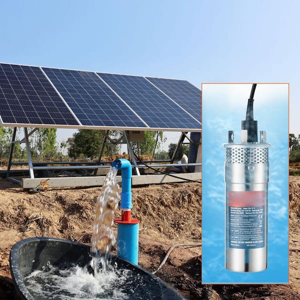 Solar Water Pump, 12V DC 120W Submersible Deep Well Pump, Max Flow 3.2 GPM, Max Head 230 ft., Max Submersion 98.4 ft.