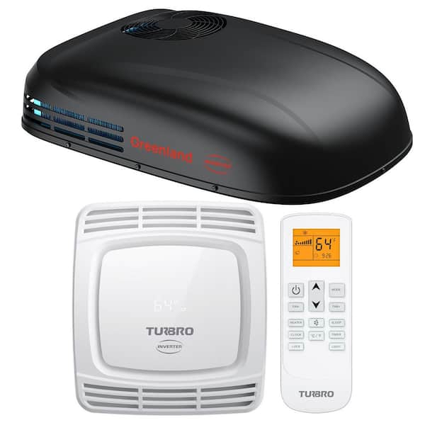 15,000 BTU Electric RV Air Conditioner with 1500W Heating, Non-Ducted Rooftop Unit with Lift Handles, 115V, WiFi, Black