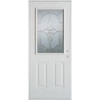 33.375 in. x 82.375 in. Traditional Brass 1/2 Lite 2-Panel Painted White Left-Hand Inswing Steel Prehung Front Door