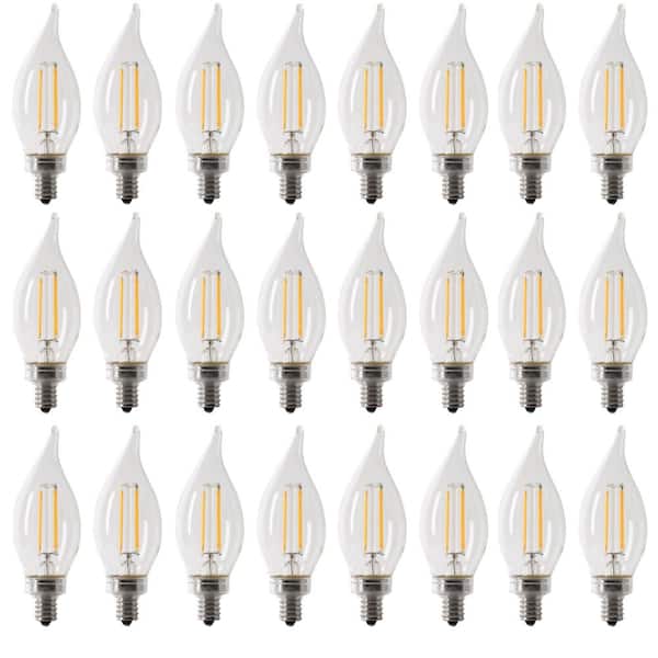 Feit Electric 60-Watt Equivalent BA10 E12 Candelabra Dimmable Filament CEC Clear Chandelier LED Light Bulb, Soft White 2700K (24-Pack)