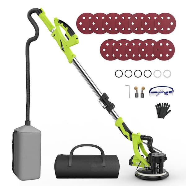 Drywall Sander with Vacuum Dust Collector, 800-1900RPM, Extendable Handle, LED Light, 12 Sanding Discs