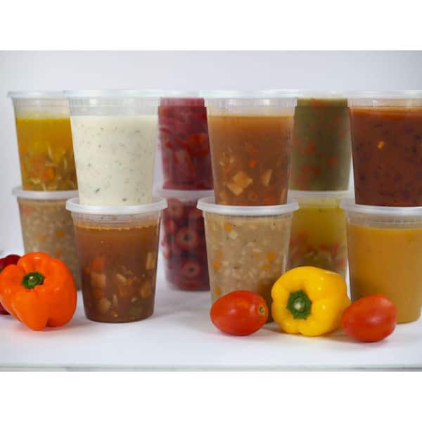 32 oz Clear Plastic Food Storage Deli Containers with Lids (24-Pack)