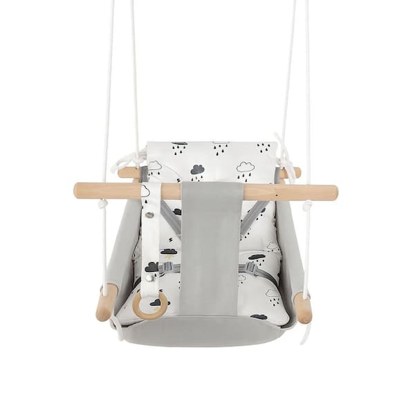 Wooden Baby Swing for Toddlers, Outdoor Hanging Seat with Safety Belt and Hardware, Suitable for Ages Up to 3 Years