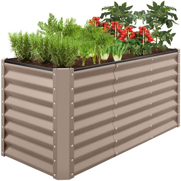 Best Choice Products 4 ft. x 2 ft. x 2 ft. Taupe Rectangular Steel Raised Garden Bed Planter Box for Vegetables, Flowers, Herbs