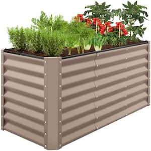 4 ft. x 2 ft. x 2 ft. Taupe Rectangular Steel Raised Garden Bed Planter Box for Vegetables, Flowers, Herbs