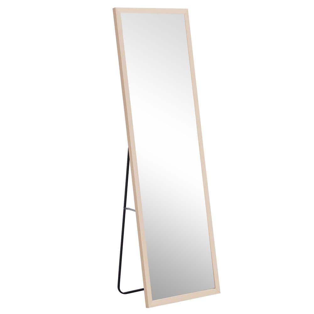 18 in. W x 58 in. H Rectangle Wood Framed Light Oak Mirror for Living Room,