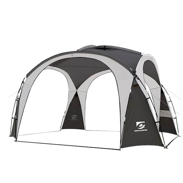 Unbranded Grey 12 X 12ft UPF50+ Canopy for Sport Dome Tent with Side Wall, Sun Shelter Rainproof, Waterproof for Camping Trips