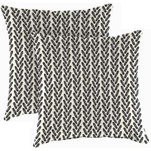 18 in. L x 18 in. W x 4 in. T Outdoor Throw Pillow in Hatch Black (2-Pack)