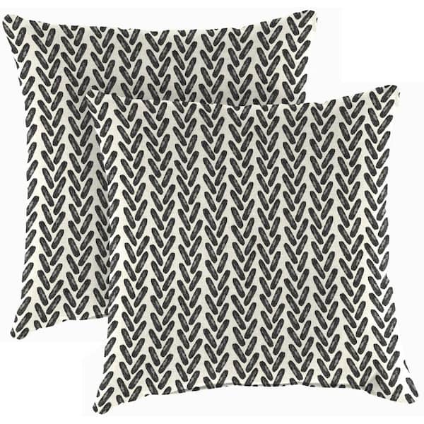 Jordan Manufacturing 18 in. L x 18 in. W x 4 in. T Outdoor Throw Pillow in Hatch Black (2-Pack)