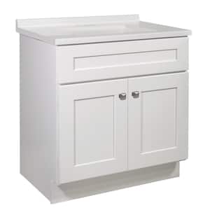 Brookings 31 in. W x 22 in. D x 36.5 in. H Vanity with Cultured Marble Top Single Sink 4 in. Centerset, Assembled, White