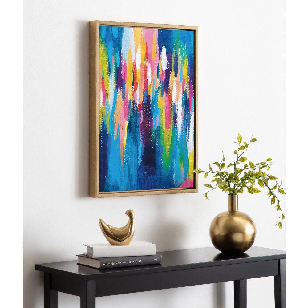 Gold Framed Abstract Colorful Canvas Wall Art, 18x24