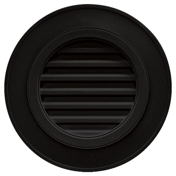 Builders Edge 28 in. x 28 in. Round Black Plastic Weather Resistant Gable Louver Vent