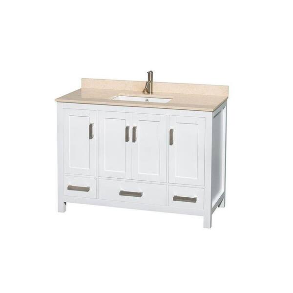 Wyndham Collection Sheffield 48 in. Vanity in White with Marble Vanity Top in Ivory