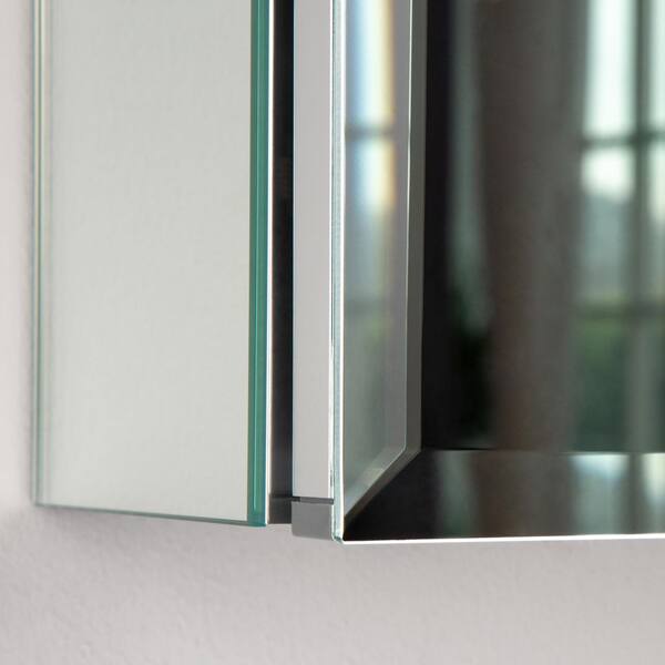 20 in. W x 26 in. H Silver Aluminium Recessed/Surface Mount Medicine Cabinet with Mirror for Bathroom Livingroom