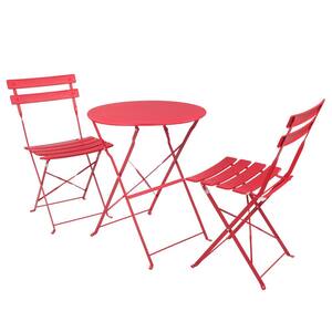 3-Piece Metal Indoor/Outdoor Bistro Set Folding Table and Chairs