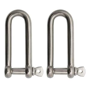 BoatTector Stainless Steel Long D Shackle - 1/2", 2-Pack