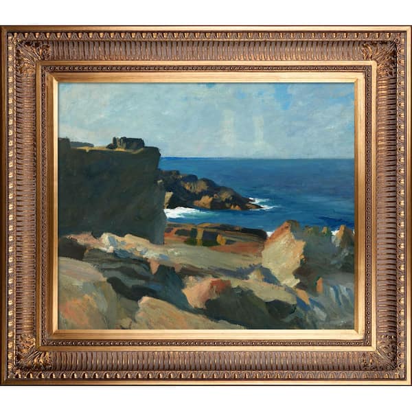 LA PASTICHE Square Rock, Ogunquit 1914 by Edward Hopper Regal Gold Framed Nature Oil Painting Art Print 28.5 in. x 32.5 in.