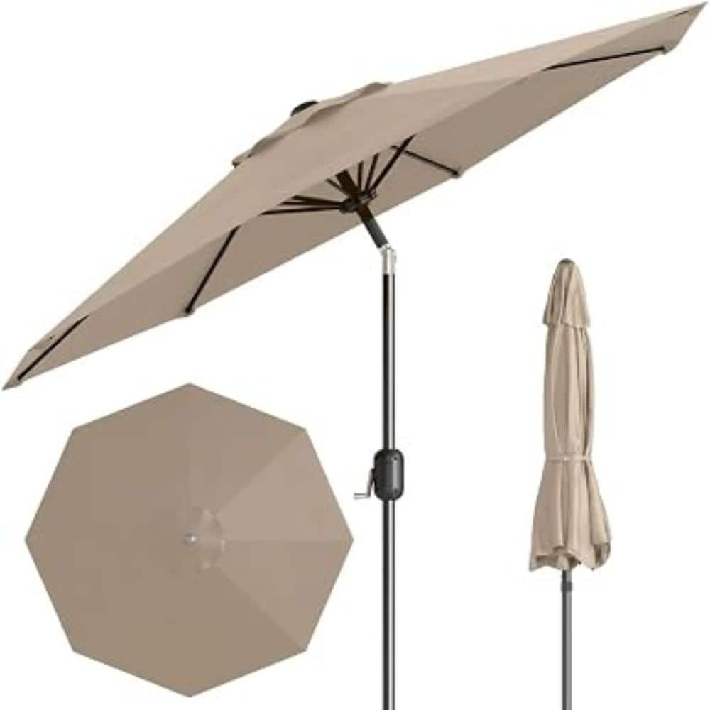 9ft Patio Umbrella with Push Button Tilt & Wind Vent, Heavy Duty Rustproof Market Umbrella for Pool Garden-Brown price history on PriceWatchPro