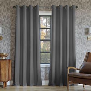Oslo Theater Grade Gray Polyester 52 in. W x 63 in. L Grommet 100% Blackout Curtain (Single Panel)