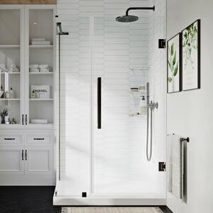 Tampa-Pro 40 in. L x 36 in. W x 72 in. H Corner Shower Kit w/Pivot Frameless Shower Door in ORB w/Shelves and Shower Pan