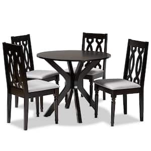 Callie 5-Piece Grey and Dark Brown Dining Set