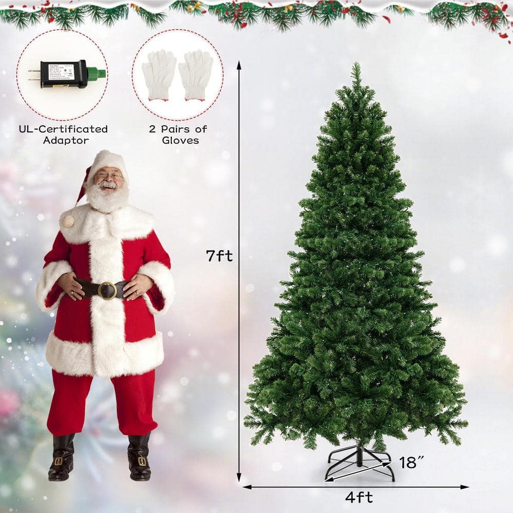 7-Foot Green PVC Christmas Tree with Warm White LED Lights