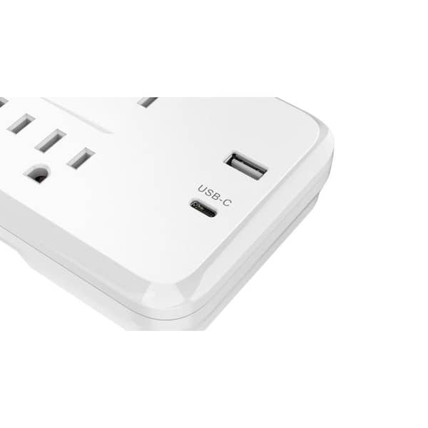 Commercial Electric 3 ft. 4-Outlet White Surge Protector Smart with USB  Powered by Hubspace LTS-4G-W-1 - The Home Depot