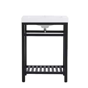 Timeless Home 24 in. W x 19 in. D x 34 in. H Single Bathroom Vanity in Black with White Resin Top and White Basin