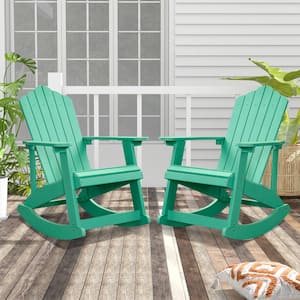 Rocky Classic Green Rocking Plastic Outdoor Recycled Adirondack Chair (2-Pack)