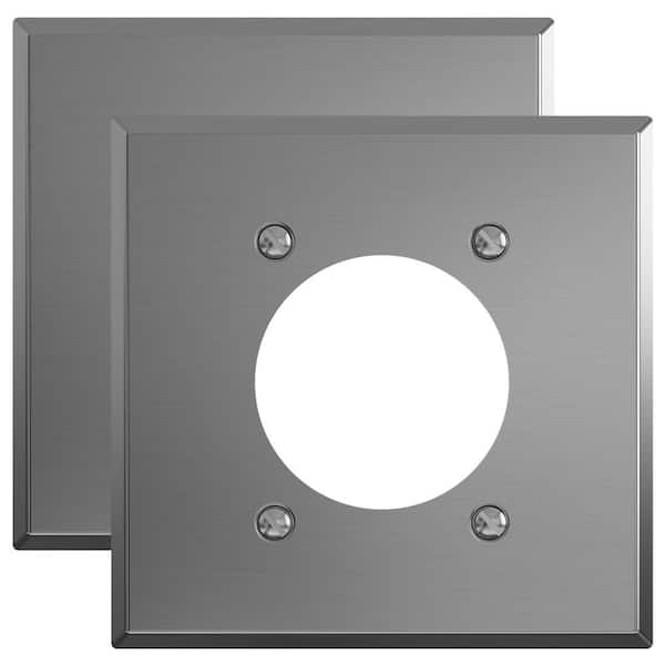 ELEGRP 2.15 in. 2-Gang Flush Mount Power Single Outlet Stainless Steel Wall Plate (2-Pack）