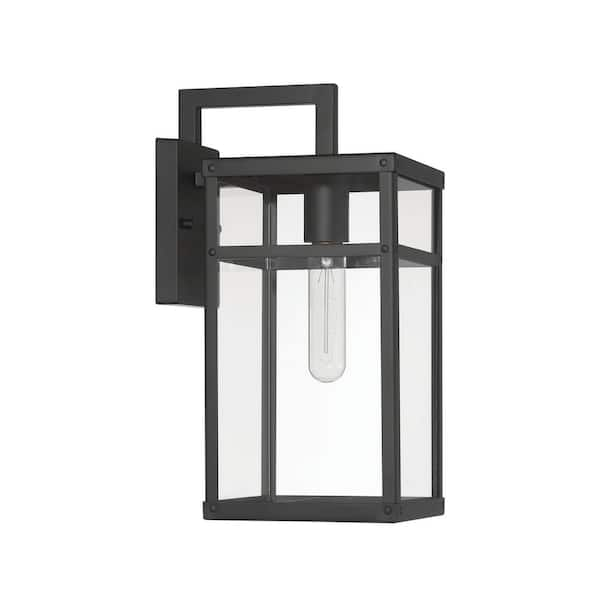 ROBERT STEVENSON LIGHTING Blake Matte Black Outdoor Hardwired Lantern Sconce Wall Mounted Metal