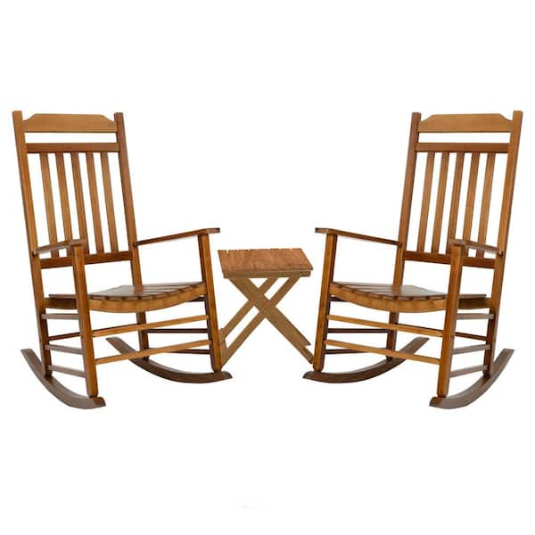 KOZYARD Porch Rocker Solid Black Wood Outdoor Rocking Chair Set of 2 for Front Porch Furniture Natural