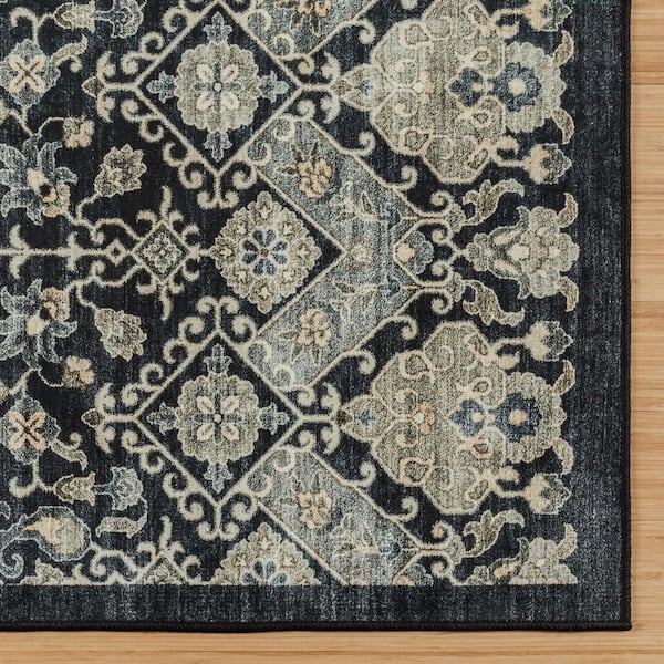 Tanis Anthrocite 5 ft. x 7 ft. Crystal Print Polyester Digital Printed Area Rug