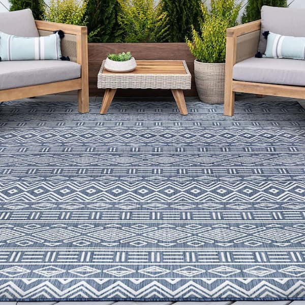 Eco Moroccan Navy 5 ft. x 8 ft. Indoor/Outdoor Area Rug