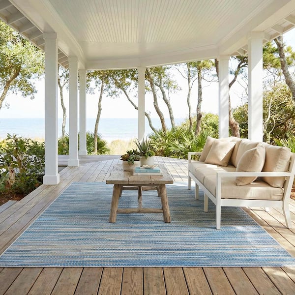 Couristan Monte Carlo Coastal Breeze Ocean-Champagne 9 x 13 ft